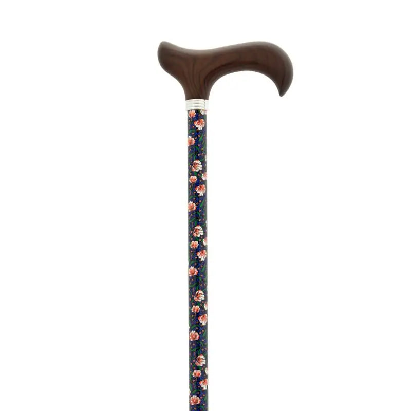 García 1880 Extendable Extension Crutch, Blue, Small Flowers, Wooden P