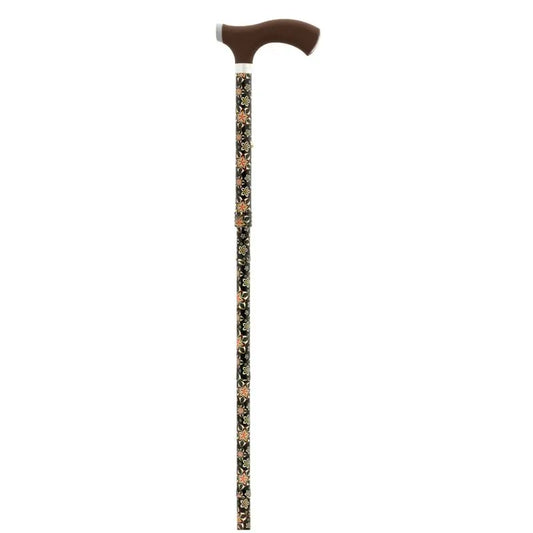 Garcia 1880 Foldable Soft Touch Fist Crutch Brown, Beige/Red Flowers