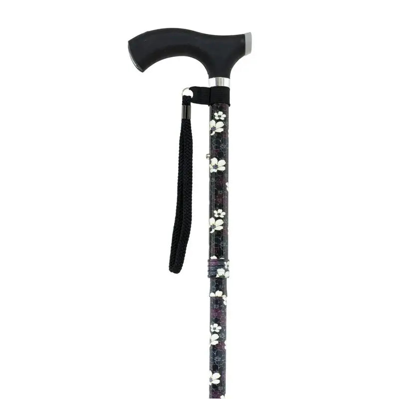 Garcia 1880 Foldable Soft Touch Fist Crutch Black, White Flowers