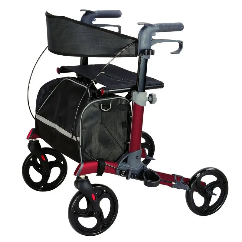 Garcia 1880 Folding Aluminium Rollator With Brakes New Style (Red)