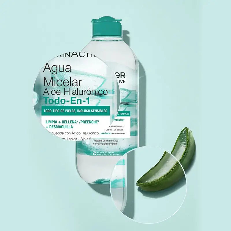 Garnier Aloe Hyaluronic Micellar Water All In 1 Cleanses, Removes Make-Up And Replenishes Face, Eyes, Lips - No Rinse