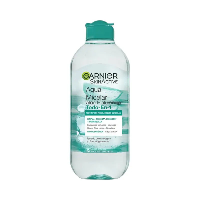 Garnier Aloe Hyaluronic Micellar Water All In 1 Cleanses, Removes Make-Up And Replenishes Face, Eyes, Lips - No Rinse