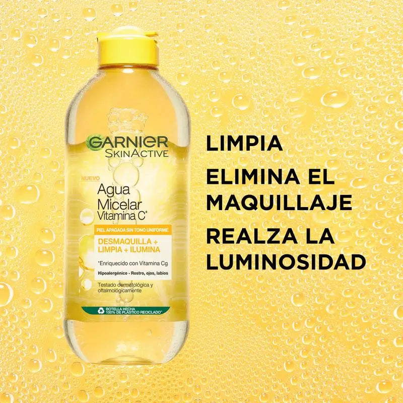 Garnier Vitamin C Micellar Water Cleanses, Removes Makeup and Brightens Dull Skin. Hypoallergenic Formula -400Ml