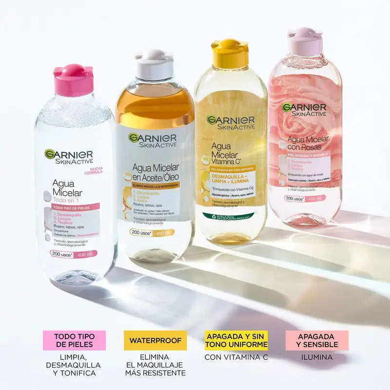 Garnier Vitamin C Micellar Water Cleanses, Removes Makeup and Brightens Dull Skin. Hypoallergenic Formula -400Ml