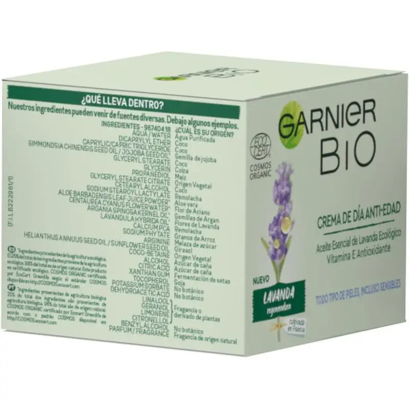 Garnier Bio Anti-Age Regenerating Cream Lavender & Argan Organic Essential Oil & Vitamin E - 50 Ml