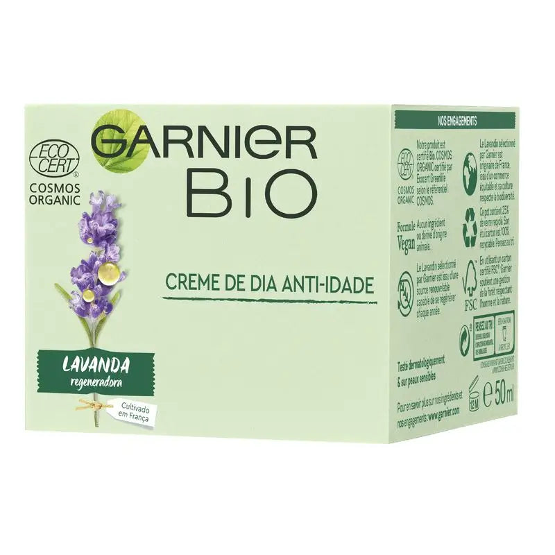 Garnier Bio Anti-Age Regenerating Cream Lavender & Argan Organic Essential Oil & Vitamin E - 50 Ml