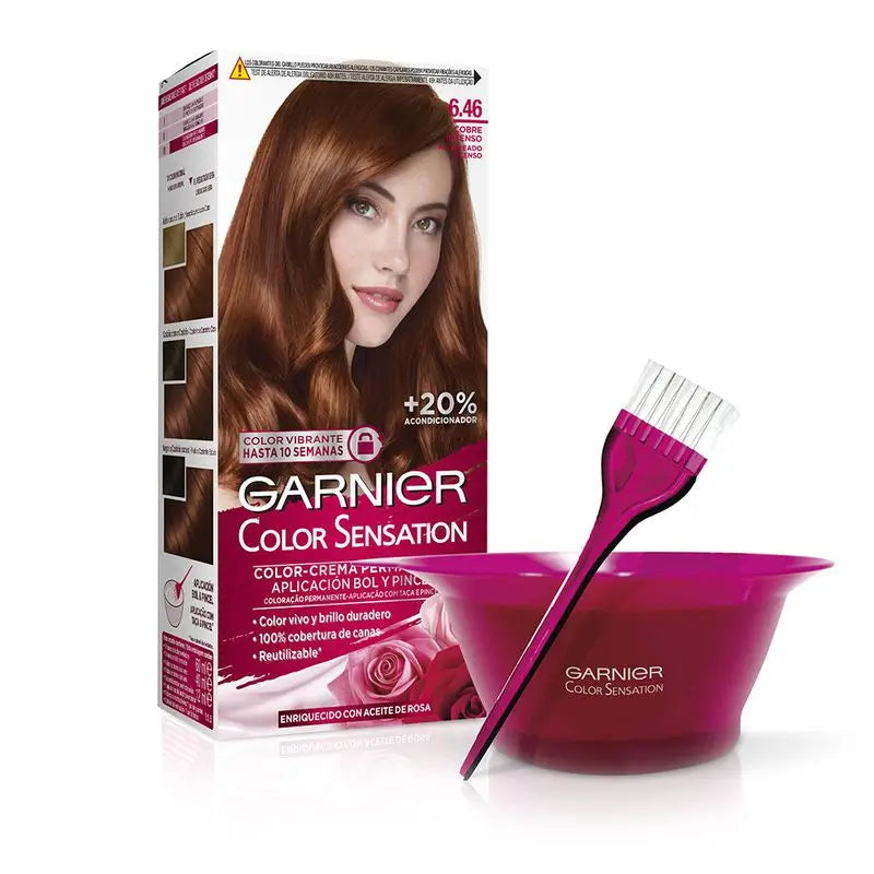 Garnier Color Sensation Permanent & Intense Reusable Intense Colour With Bowl & Brush - 6.46 Intense Copper