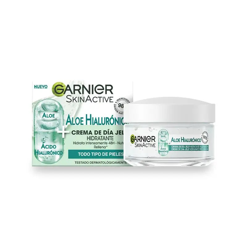 Garnier Aloe Hyaluronic Day Cream With Aloe Vera + Hyaluronic Acid. Moisturises Intensely 48H - Nourishes - Replenishes.