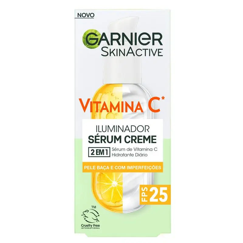 Garnier Serum Cream with Spf 25. High Concentration of Vitamin C Serum and Sun Protection, 50Ml