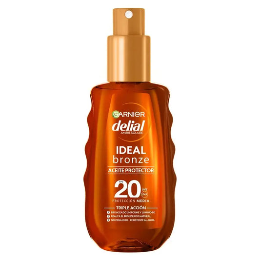 Garnier Delial Protective Tanning Oil Spf 20. Optimum Tanning, Satin Finish, Water Resistant, Non-Sticky 150Ml