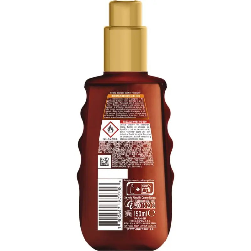 Garnier Delial Ideal Bronze Protective Oil Fps 50 For an Even and Luminous Tan - 150Ml