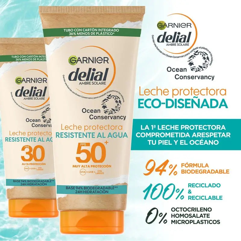 Garnier Delial Delial Protective Milk Eco Designed Spf 50. Formula 94% Biodegradable 175Ml.