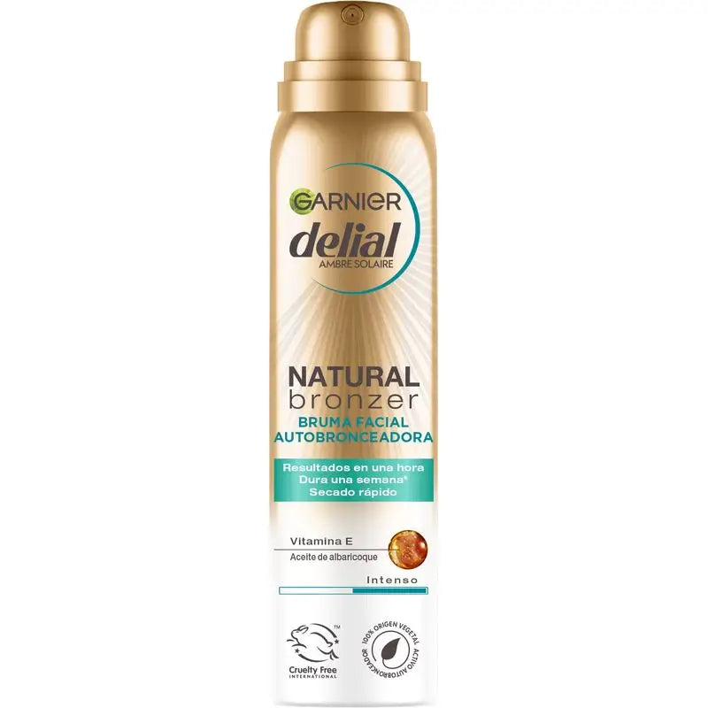 Garnier Delial Natural Bronzer Self Tanning Face Mist with Apricot Kernel Oil for a Natural and Even Tan, 75Ml