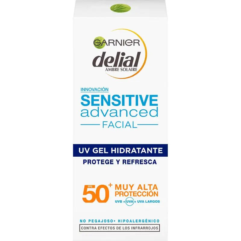 Garnier Delial Delial Sensitive Advanced Moisturising Face Cream Gel Texture High Sun Protection Ip50+ - 50 Ml