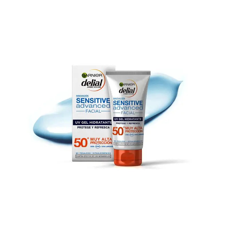 Garnier Delial Delial Sensitive Advanced Moisturising Face Cream Gel Texture High Sun Protection Ip50+ - 50 Ml