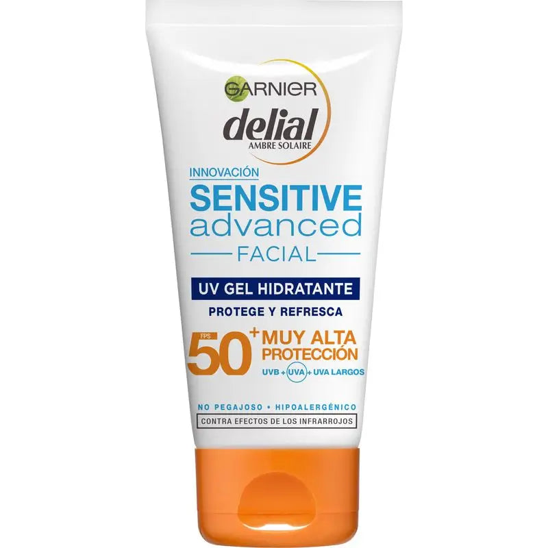 Garnier Delial Delial Sensitive Advanced Moisturising Face Cream Gel Texture High Sun Protection Ip50+ - 50 Ml