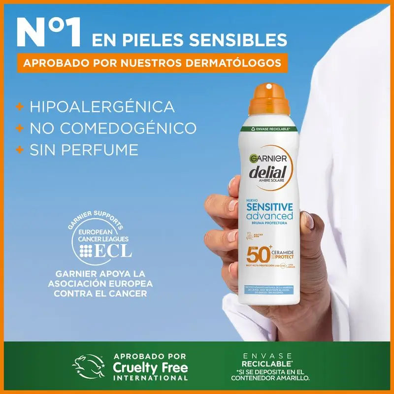 Garnier Delial Sensitive Advanced Ip50+ Mist For Sensitive, Fair and Sun Intolerant Skin. Pediatric, 150Ml