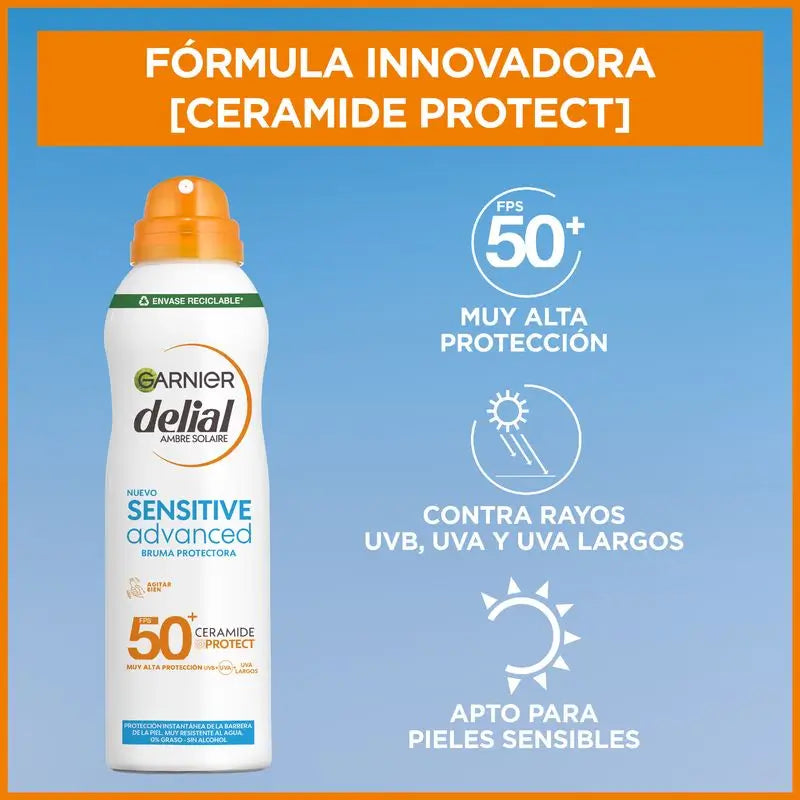 Garnier Delial Sensitive Advanced Ip50+ Mist For Sensitive, Fair and Sun Intolerant Skin. Pediatric, 150Ml