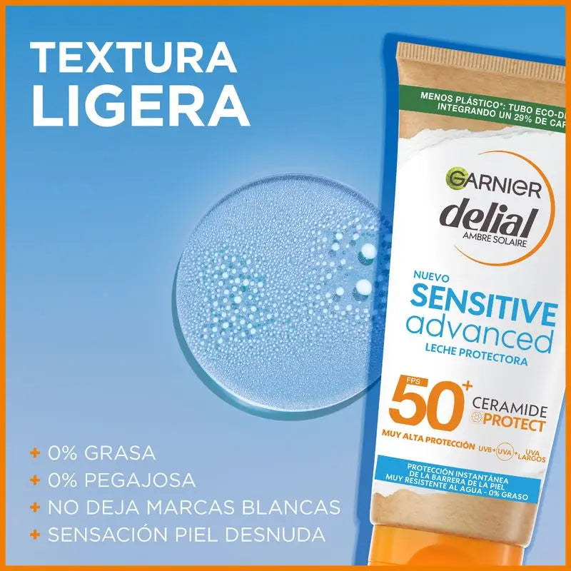 Garnier Delial Sensitive Advanced Sunscreen Milk for Fair, Sensitive and Sun Intolerant Skin Ip50+ - 175 Ml.