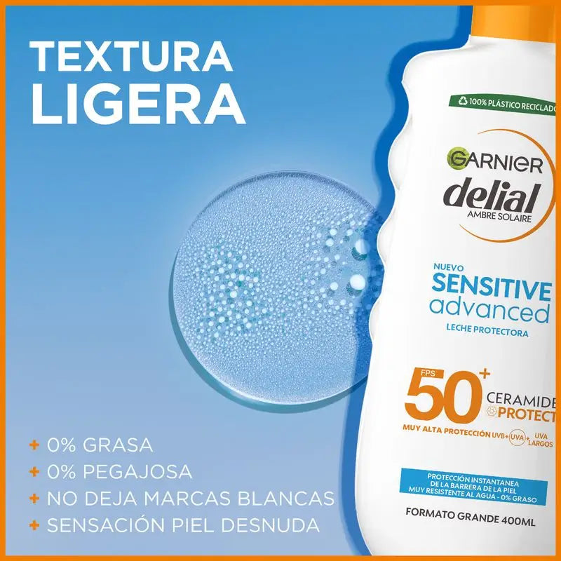 Garnier Delial Sensitive Advanced Sunscreen Milk For Fair, Sensitive And Sun Intolerant Skin Ip50+, 400Ml