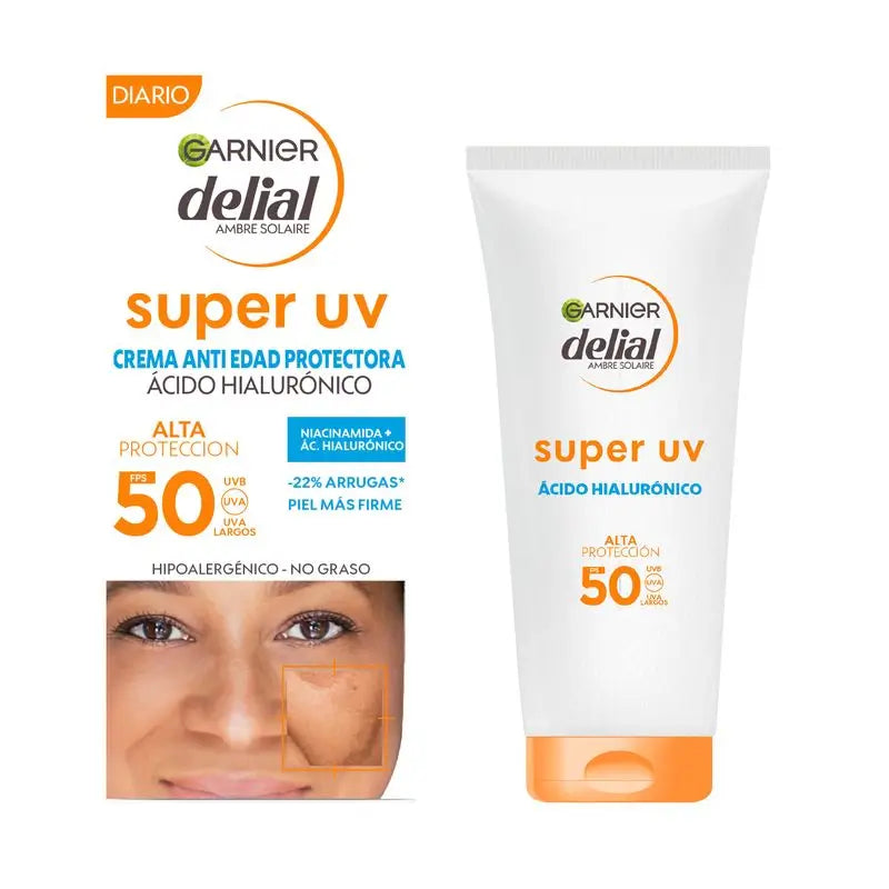 Garnier Delial Super Uv Fps50+ Daily Age Protection Cream With Hyaluronic Acid - 50Ml