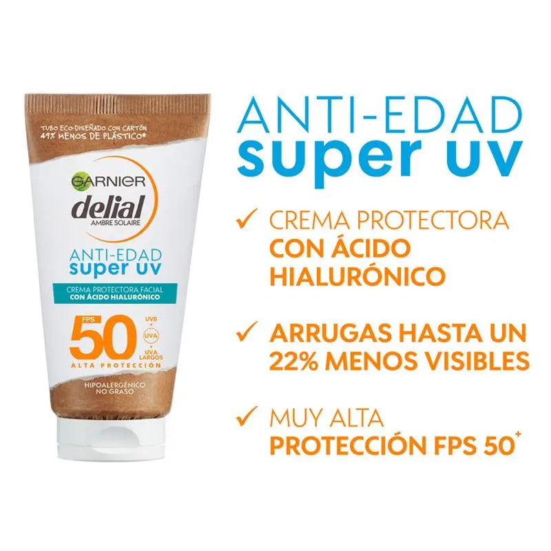 Garnier Delial Super Uv Fps50+ Daily Age Protection Cream With Hyaluronic Acid - 50Ml