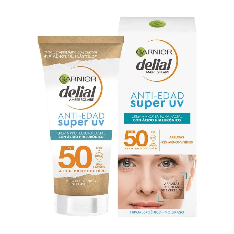 Garnier Delial Super Uv Fps50+ Daily Age Protection Cream With Hyaluronic Acid - 50Ml