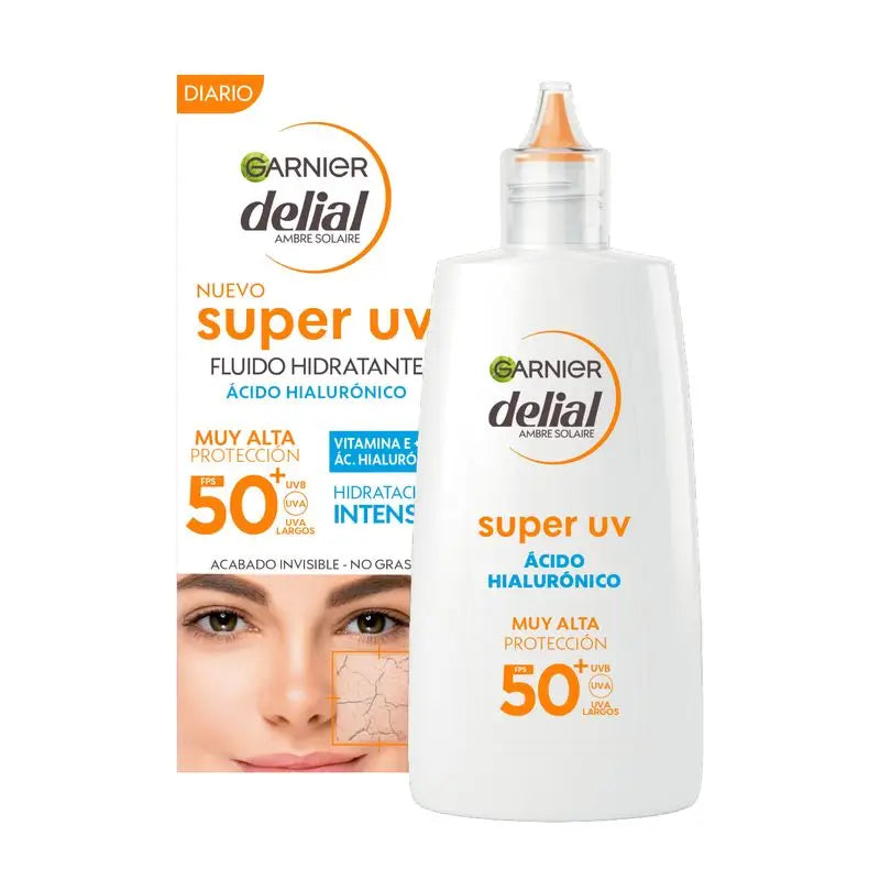 Garnier Delial Super Uv Fps50+ Daily Moisturising Fluid With Hyaluronic Acid And Vitamin E - 40Ml