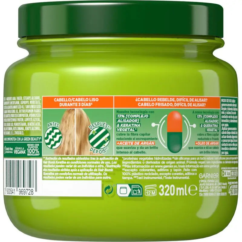 Garnier Fructis Hair Bomb Keratin Smooth & Shine Ultra Smoothing Hair Mask With Argan Oil 320 Ml.