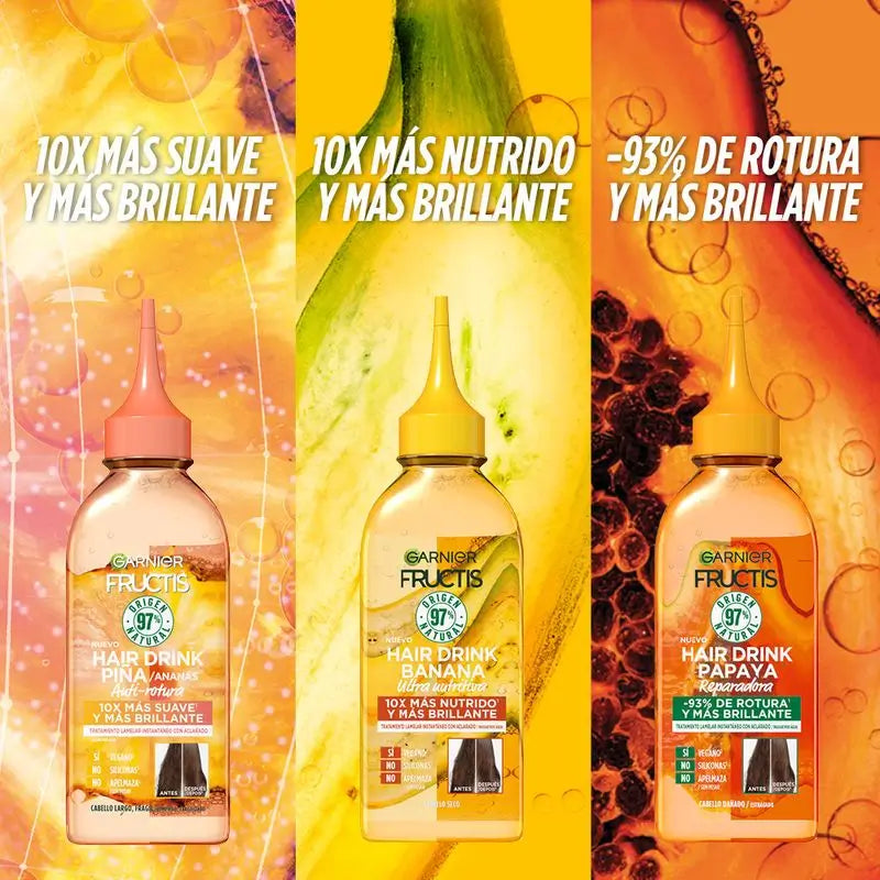 Garnier Fructis Hair Drink Pineapple Anti-Breakage. Hair 10X Softer, Shinier & Frizz Free, 200Ml