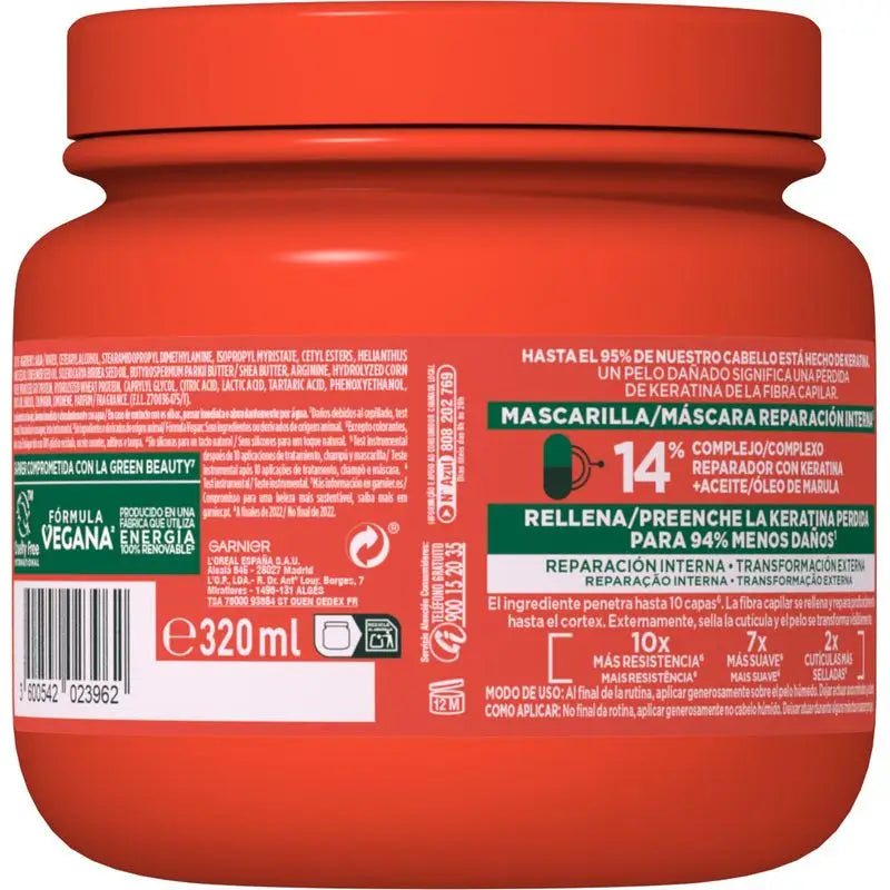 Garnier Fructis Goodbye Damage Mask With Marula Oil For Damaged Hair 320Ml