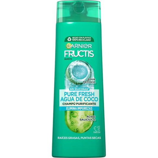 Garnier Fructis Pure Fresh Coconut Water Shampoo for Normal, Greasy Roots and Dry Ends 300 Ml