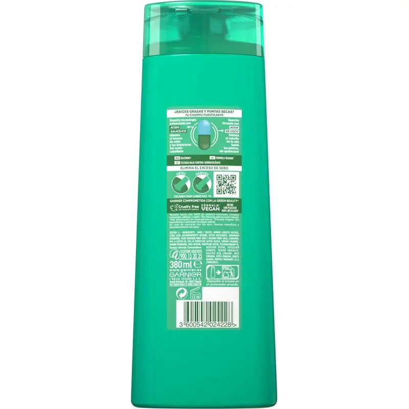 Garnier Fructis Pure Fresh Coconut Water Shampoo Normal Hair, With Oily Roots And Dry Ends 380 Ml