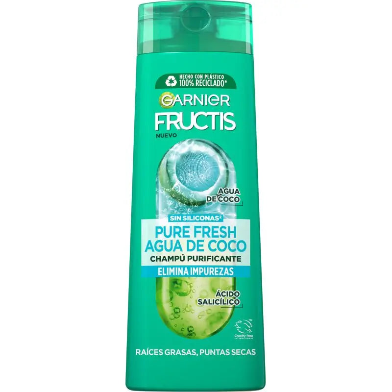 Garnier Fructis Pure Fresh Coconut Water Shampoo Normal Hair, With Oily Roots And Dry Ends 380 Ml