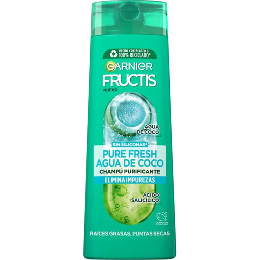 Garnier Fructis Pure Fresh Coconut Water Shampoo Normal Hair, With Oily Roots And Dry Ends 380 Ml