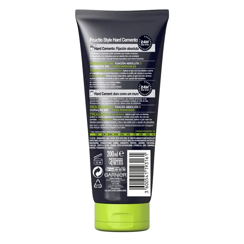 Garnier Fructis Style Gel Hard Cement Absolute Hold 200 Ml