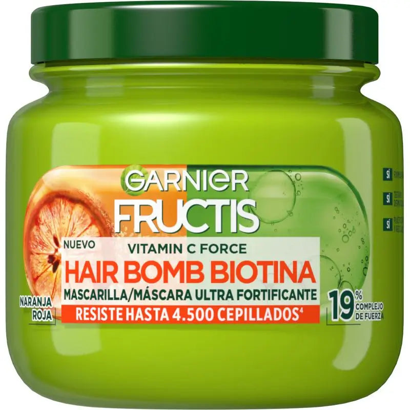 Garnier Fructis Vitamin C Force Hair Bomb Biotin Ultra Fortifying Hair Mask With Red Orange 320 Ml.