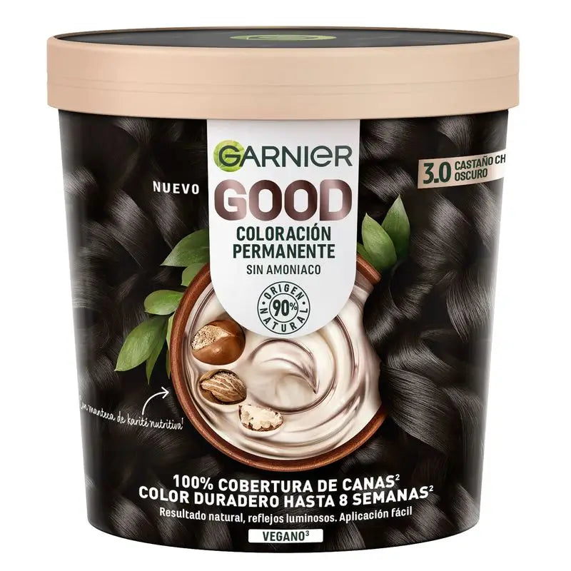 Garnier Good Permanent Colouring Ammonia Free, 90% Natural Origin Shade 3.0 Chocolate Brown.