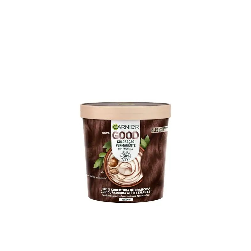 Garnier Good Permanent Colouring Ammonia Free, 90% Natural Origin Shade 4.15 Brown Glacé Brown.