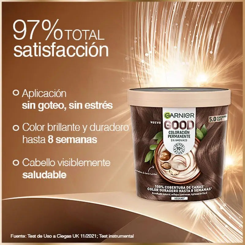 Garnier Good Permanent Colouring Ammonia Free, 90% Natural Origin Shade 5.0 Brown Brown.