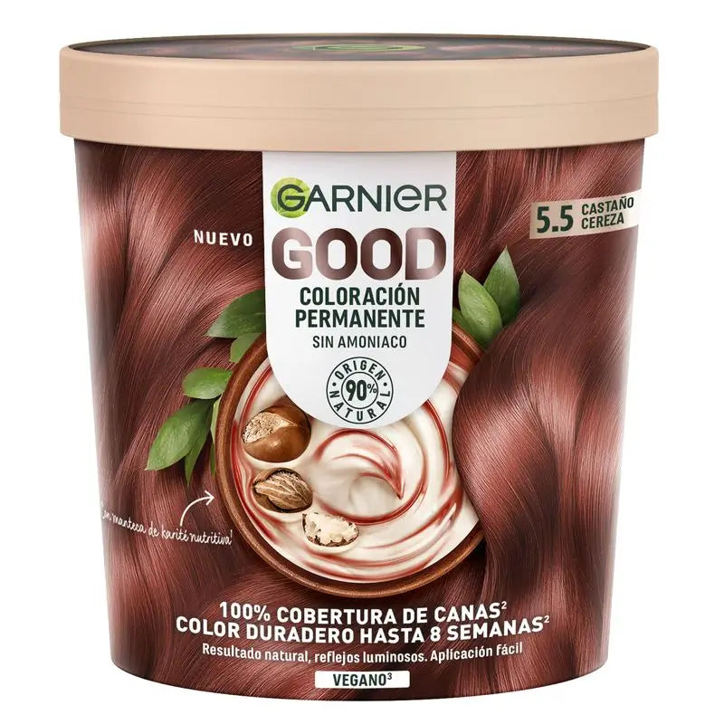 Garnier Good Permanent Colouring Ammonia Free, 90% Natural Origin Shade 5.5 Cherry Brown