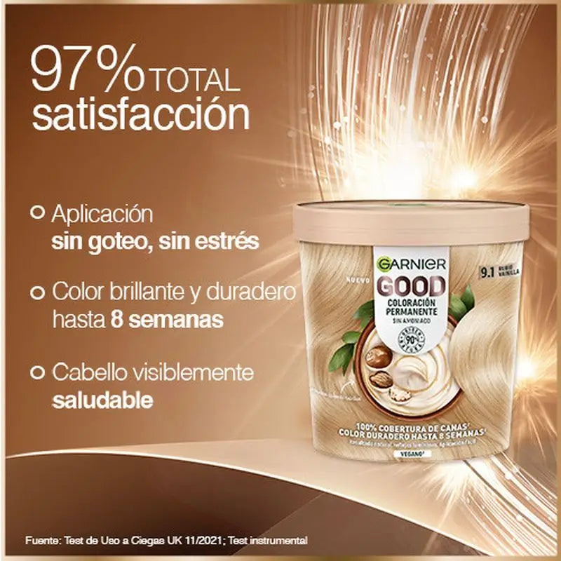 Garnier Good Permanent Colouring Ammonia Free, 90% Natural Origin Shade 9.1 Vanilla Blonde.