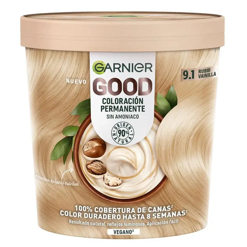 Garnier Good Permanent Colouring Ammonia Free, 90% Natural Origin Shade 9.1 Vanilla Blonde.