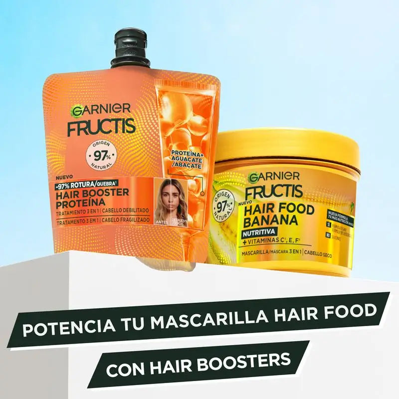 Garnier Hair Booster Protein 3-In-1 Treatment For 97% Less Hair Breakage*.