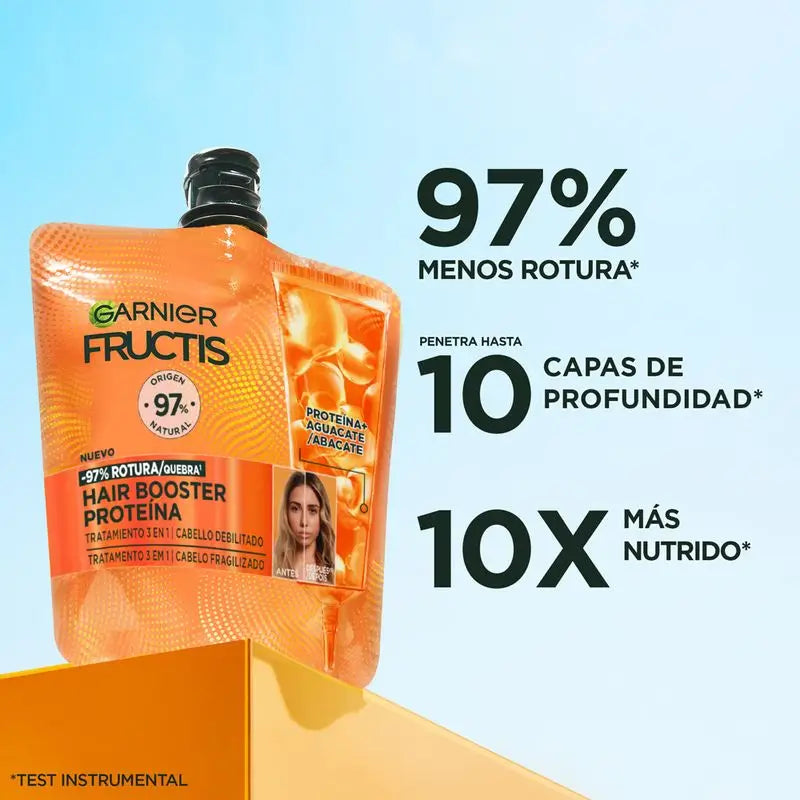 Garnier Hair Booster Protein 3-In-1 Treatment For 97% Less Hair Breakage*.