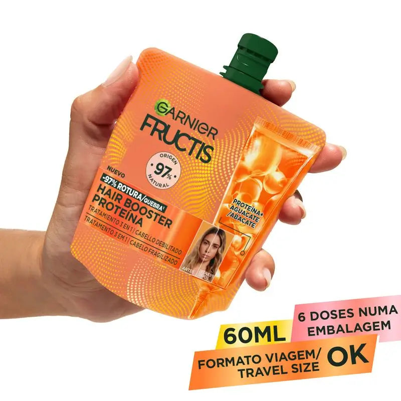 Garnier Hair Booster Protein 3-In-1 Treatment For 97% Less Hair Breakage*.