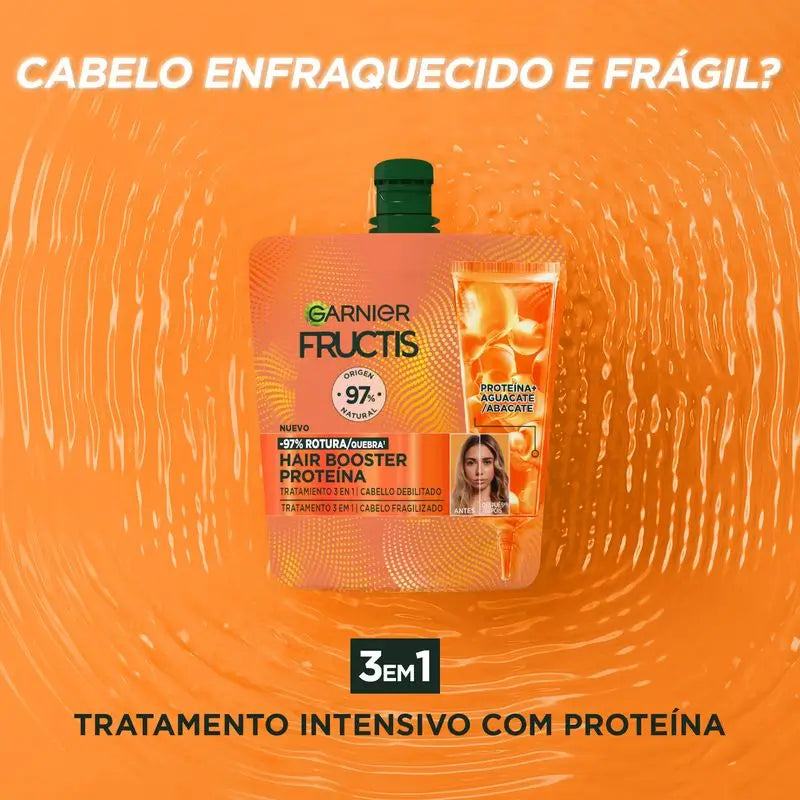 Garnier Hair Booster Protein 3-In-1 Treatment For 97% Less Hair Breakage*.