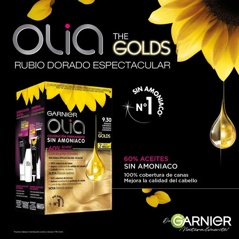 Garnier Olia Ammonia-Free Permanent Colouring With Natural Floral Oils - Caramel Gold 9.30