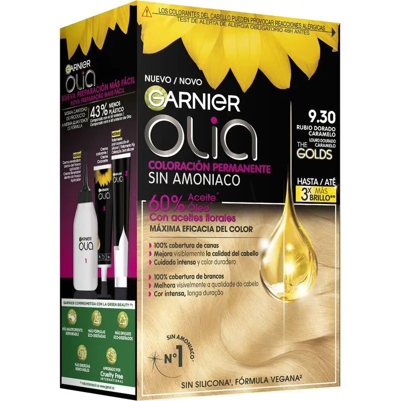 Garnier Olia Ammonia-Free Permanent Colouring With Natural Floral Oils - Caramel Gold 9.30