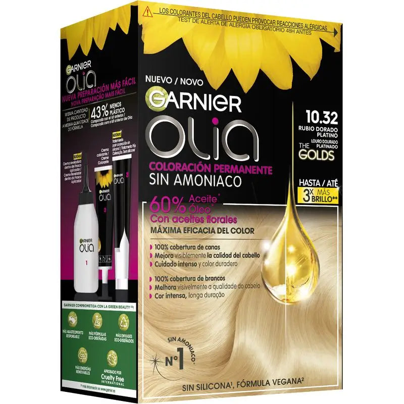 Garnier Olia Ammonia-Free Permanent Colouring With Natural Floral Oils - Platinum Gold 10.32